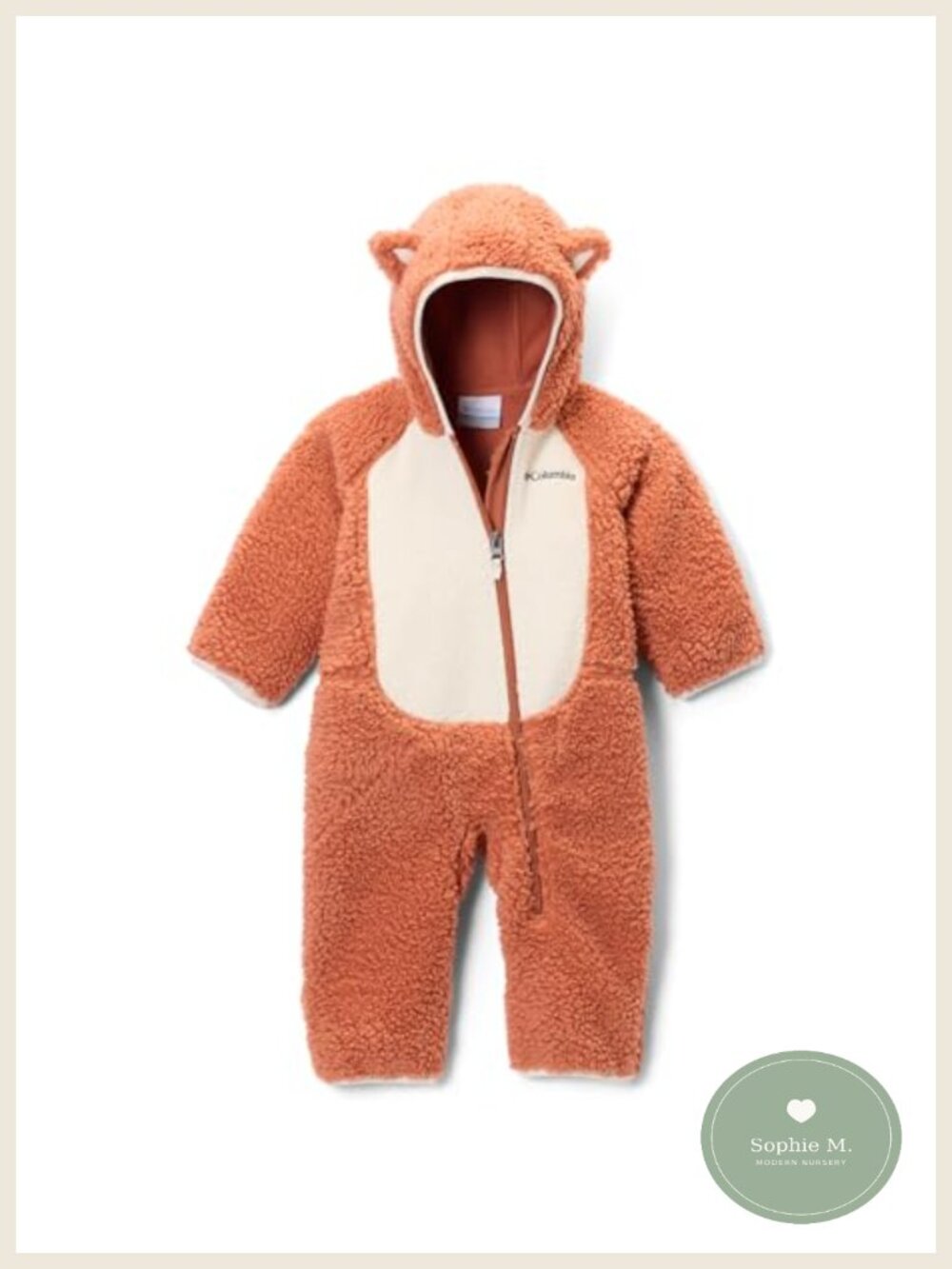 Sherpa Fleece Baby Bunting Footie Zip Front Fold-Over Cuffs